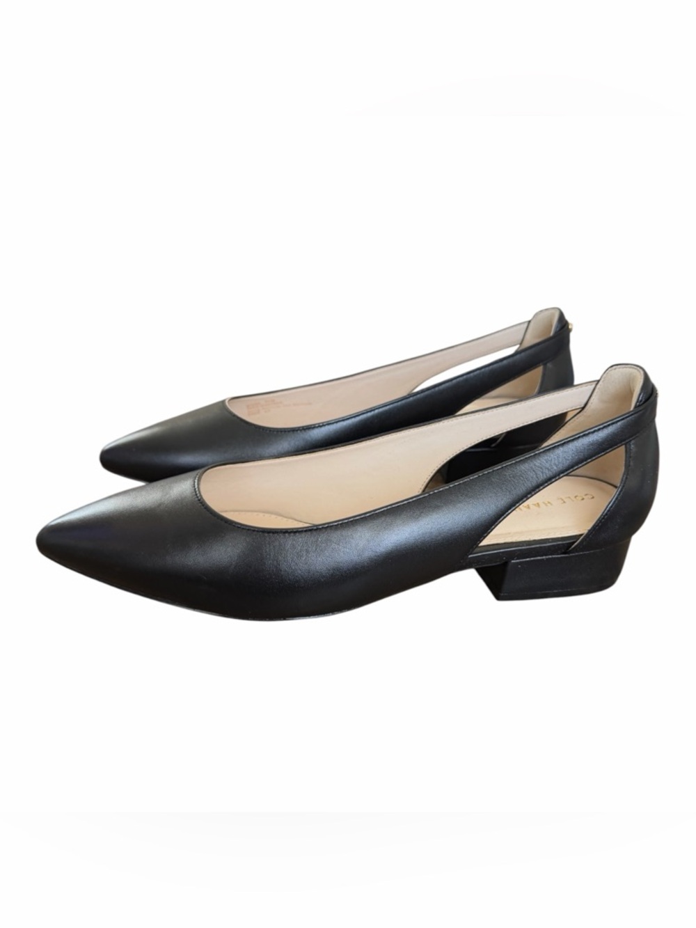 Cole Haan Black Pointed Slingback Low Heel Pumps